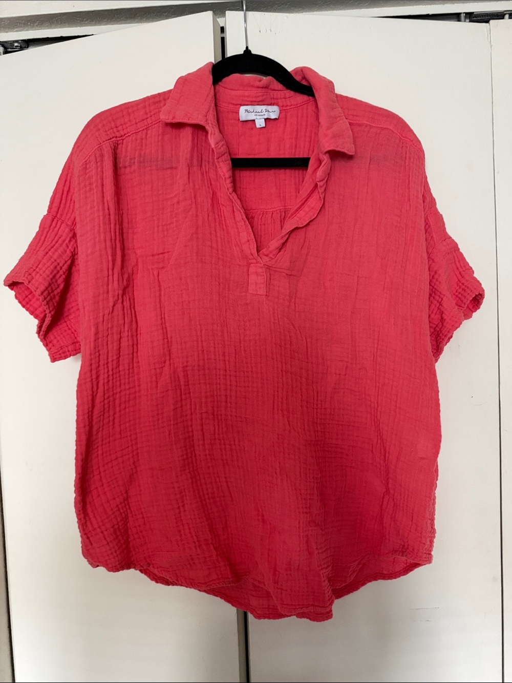 Michael Stars Coral Gauze V-Neck Short Sleeve Tunic